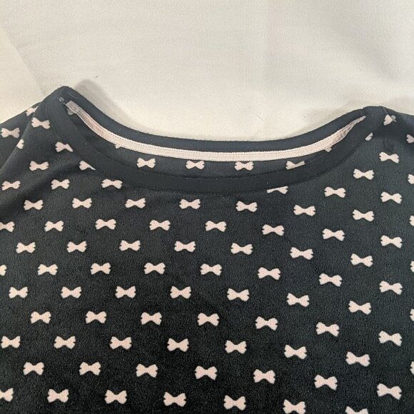 Kate Spade Long Sleeve Velour Shirt Black Pink Bows Women's L Large Sleepwear - Picture 4 of 12